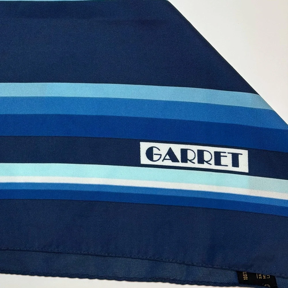 vintage Garret square scarf with mod blue lines